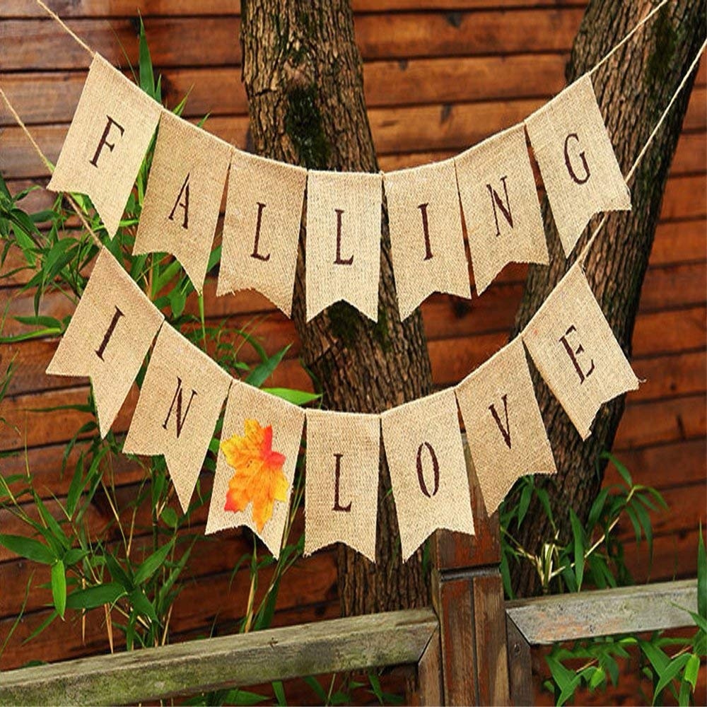 Falling in Love Burlap sign